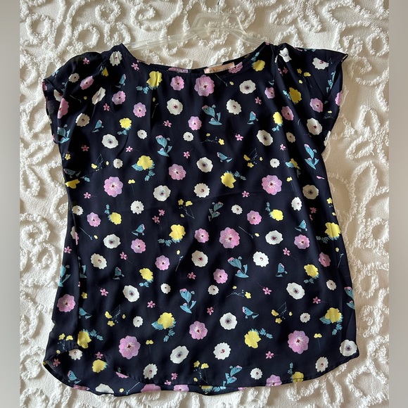 Philosophy Tops - Philosophy short sleeve top, navy, white pink yellow floral, size large, NWT